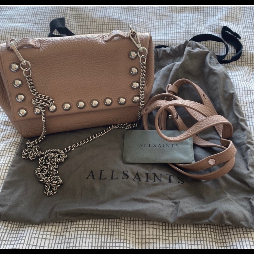 Allsaints pink studded purse